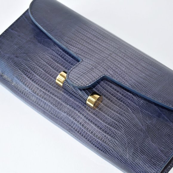 YVES SAINT LAURENT EXOTIC LIZARD CLUTCH HANDBAG - Picture 14 of 16